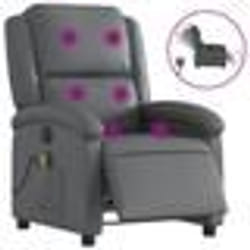 vidaXL Fauteuil de massage inclinable électrique gris similicuir