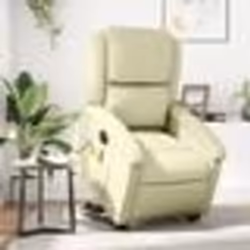 vidaXL Fauteuil inclinable de massage électrique crème cuir véritable