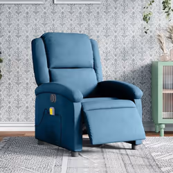 vidaXL Fauteuil inclinable de massage électrique bleu velours