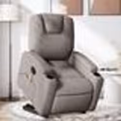 vidaXL Fauteuil inclinable de massage Taupe Tissu