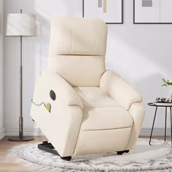 vidaXL Fauteuil inclinable de massage électrique beige microfibres