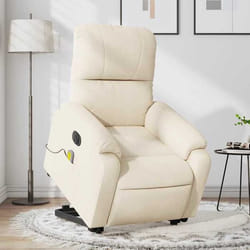 vidaXL Fauteuil inclinable de massage électrique beige microfibres
