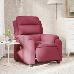 vidaXL Fauteuil inclinable massage électrique rouge bordeaux velours