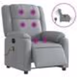 vidaXL Fauteuil de massage inclinable électrique gris clair tissu
