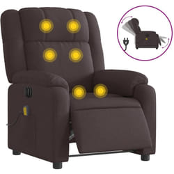 Vidaxl - Fauteuil de massage inclinable électrique Marron foncé Tissu