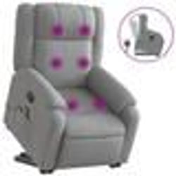vidaXL Fauteuil de massage inclinable Gris clair Tissu