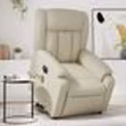 vidaXL Fauteuil inclinable de massage électrique crème similicuir