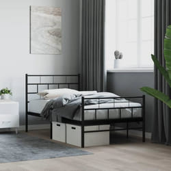 Cadre De Lit Métal Sans Matelas Avec Pied De Lit Noir 100x190cm Vidaxl