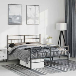 Cadre De Lit Métal Sans Matelas Avec Pied De Lit Noir 150x200cm Vidaxl