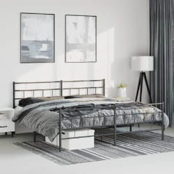 vidaXL Cadre de lit métal sans matelas avec pied de lit noir 183x213cm