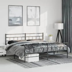 vidaXL Cadre de lit métal sans matelas avec pied de lit noir 193x203cm