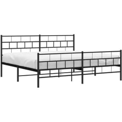 Cadre De Lit Métal Sans Matelas Avec Pied De Lit Noir 200x200cm Vidaxl