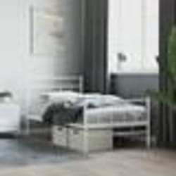 vidaXL Cadre de lit métal sans matelas avec pied de lit blanc 90x190cm - 90 x 190 cm