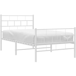 Vidaxl - Cadre de lit métal sans matelas et pied de lit blanc 100x190 cm