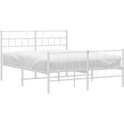 Vidaxl - Cadre de lit métal sans matelas et pied de lit blanc 120x190 cm