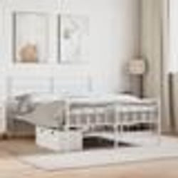 vidaXL Cadre de lit métal sans matelas et pied de lit blanc 120x200 cm - 120 x 200 cm