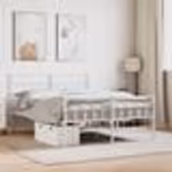 vidaXL Cadre de lit métal sans matelas et pied de lit blanc 135x190 cm - 135 x 190 cm