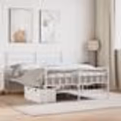 vidaXL Cadre de lit métal sans matelas et pied de lit blanc 140x190 cm - 140 x 190 cm