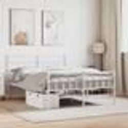 vidaXL Cadre de lit métal sans matelas et pied de lit blanc 140x200 cm - 140 x 200 cm