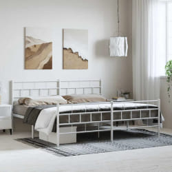 vidaXL Cadre de lit métal sans matelas et pied de lit blanc 183x213 cm