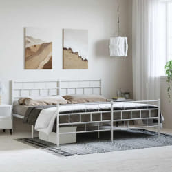 vidaXL Cadre de lit métal sans matelas et pied de lit blanc 193x203 cm