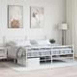 vidaXL Cadre de lit métal sans matelas et pied de lit blanc 200x200 cm - 200 x 200 cm