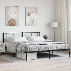 vidaXL Cadre de lit métal avec tête de lit noir 200x200 cm 372186