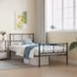 vidaXL Cadre de lit métal sans matelas avec pied de lit noir 90x190 cm - 90 x 190 cm