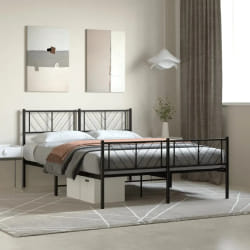 vidaXL Cadre de lit métal sans matelas avec pied de lit noir 120x200cm - 120 x 200 cm