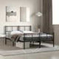 vidaXL Cadre de lit métal sans matelas avec pied de lit noir 135x190cm - 135 x 190 cm