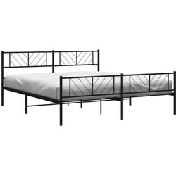 Cadre De Lit Métal Sans Matelas Avec Pied De Lit Noir 183x213cm Vidaxl