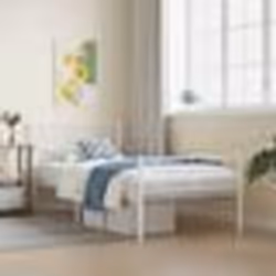 vidaXL Cadre de lit métal sans matelas avec pied de lit blanc 90x200cm - 90 x 200 cm