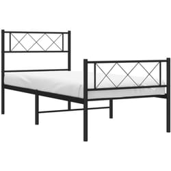 Cadre de lit métal sans matelas avec pied de lit noir 75x190 cm Vidaxl