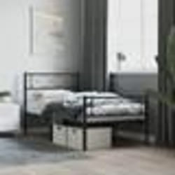 vidaXL Cadre de lit métal sans matelas et pied de lit noir 100x200 cm - 100 x 200 cm