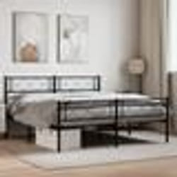 vidaXL Cadre de lit métal sans matelas avec pied de lit noir 135x190cm - 135 x 190 cm