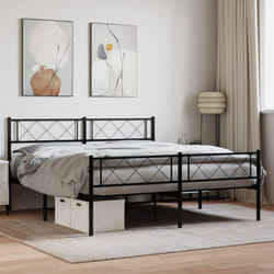 Vidaxl - Cadre de lit métal avec tête de lit/pied de lit noir 140x190 cm