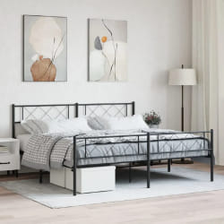 vidaXL Cadre de lit métal sans matelas avec pied de lit noir 183x213cm