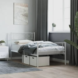 vidaXL Cadre de lit métal sans matelas et pied de lit blanc 107x203 cm