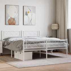 Cadre de lit métal sans matelas et pied de lit blanc 120x200 cm Vidaxl