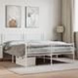 vidaXL Cadre de lit métal sans matelas et pied de lit blanc 150x200 cm - 150 x 200 cm