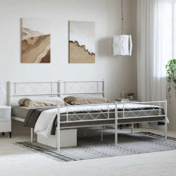 vidaXL Cadre de lit métal sans matelas et pied de lit blanc 183x213 cm