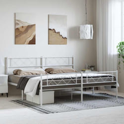 Cadre De Lit Métal Sans Matelas Et Pied De Lit Blanc 193x203 Cm Vidaxl