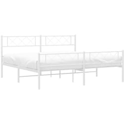 vidaXL Cadre de lit métal sans matelas et pied de lit blanc 200x200 cm - 200 x 200 cm