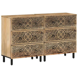 Vidaxl Armoires Latérales 2 Pcs 60x33x75 Cm Bois Massif De Manguier