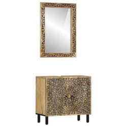 Vidaxl Ensemble De Meubles Salle De Bain 2 Pcs Bois De Manguier Massif