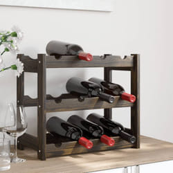 Casier à bouteilles pour 12 bouteilles noir bois pin solide Vidaxl