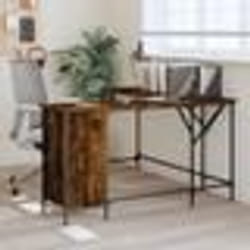 vidaXL Bureau chêne fumé 141x141x75 cm bois d'ingénierie