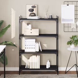 vidaXL Bibliothèque à 4 niveaux noir 80x30x120 cm bois d'ingénierie