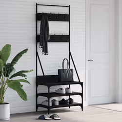 vidaXL Porte-vêtements et rangement des chaussures noir 70x40x184 cm
