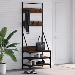 vidaXL Porte-vêtements et rangement des chaussures chêne marron